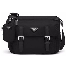 Prada Borsa a tracolla in nylon con placca logo