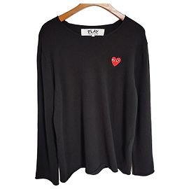 Comme Des Garcons Schwarzer und roter Strick für Herren mit Patch