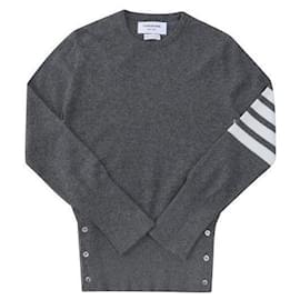 Navyblauer Damenstrick aus Kaschmir mit Streifen - Thom Browne