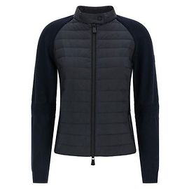 Moncler Layered Knit Zip-Up Jacket Navy