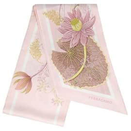 Lenço de seda com estampa de lírio d'água para mulher - Salvatore Ferragamo