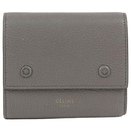 Céline Graues Leder-Trifold-Portemonnaie