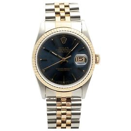 Rolex Datejust raro com mostrador azul original e pulseira Bindex, relógio combo masculino