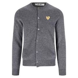 Comme Des Garcons Wollstrickjacke mit goldenem Herz-Patch