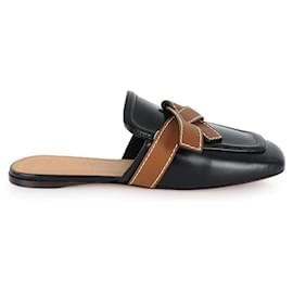 Damen Leder Gate Mule Flats (Schwarz/Braun) - Loewe