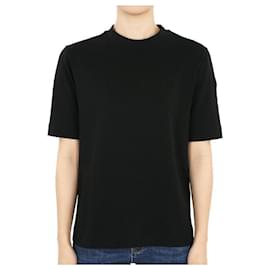 Moncler Damen T-Shirt mit rundem besticktem Logo (Schwarz)