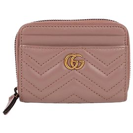Gucci Marmont Kartenetui Hellbeige mit Goldton