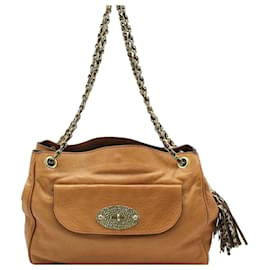 Mulberry Borsa a tracolla con catena e nappa leopardata in pelle marrone