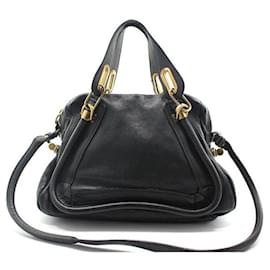 Paraty Medium Schultertasche aus schwarzem Leder mit Goldbeschichtung - Chloé