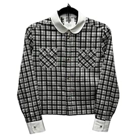 Camisa corta de seda a cuadros - Céline