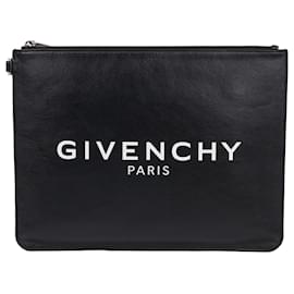 Clutch Media Nera con Logo Stampato - Givenchy