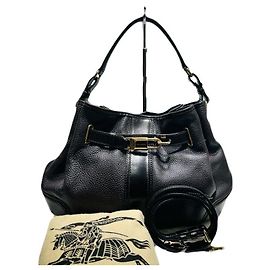 Burberry Borsa hobo in pelle marrone scuro, borsa a tracolla