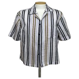 Camicia a maniche corte in cotone a righe Acne
