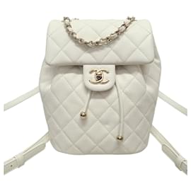 Chanel Zaino Urban Spirit Small White Caviar Champagne Gold