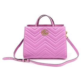 Gucci Piccola borsa a mano Matelassé Chevron Gold GG Marmont Rosa