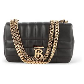 Burberry Mini borsa a tracolla TB Lola in pelle trapuntata nera con catena