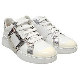 Roger Vivier White Viv' Skate Metal Buckle Sneaker