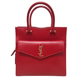 Mini borsa tote Uptown monogramma rosso e oro - Saint Laurent