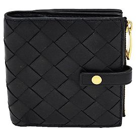 Bottega Veneta Cartera folder con cremallera en Intrecciato negro
