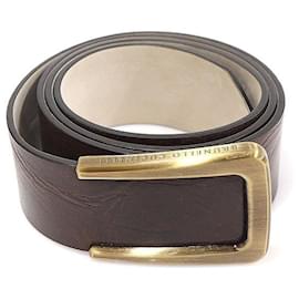 Brunello Cucinelli Cintura da donna in pelle di vitello marrone con fibbia spazzolata