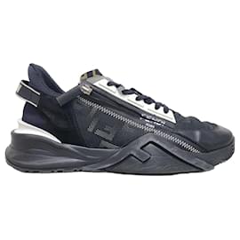 Fendi Sneakers basse in nylon e pelle nera Flow