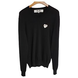 Comme Des Garcons Maglia in maglia per uomo con emblema bianco e nero