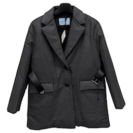 Belted Cashmere Single Padding Jacket - Prada