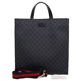 Gucci Black GG Supreme Large Tote and Shoulder Bag