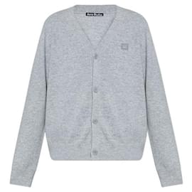 Cardigan in lana Acne Studios Face Patch Grigio