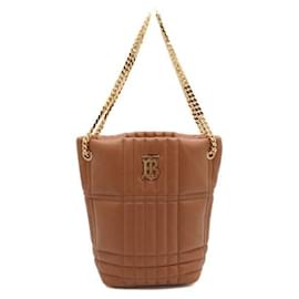 Bolso bucket acolchado de cuero marrón Maple con cadena dorada - Burberry