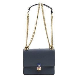 Fendi Bolso de hombro pequeño de cuero azul con cadena