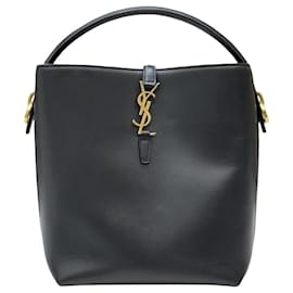 Glänzende Leder-Bucket-Bag Schwarz - Saint Laurent