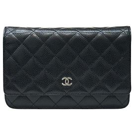 Chanel Portafoglio Caviar on Chain Black Silver Series