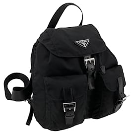 Prada Rina Nylon Triangle Logo Rucksack Black