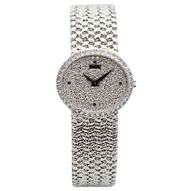 Piaget Extrem ovale Damenuhr aus Weißgold, echte Diamant-Pavé-Besatz, Vintage