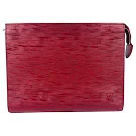 Louis Vuitton Pochette Epi Toile Burgundy Clutch Bag