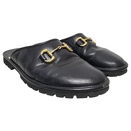Gucci Mocassino in pelle nero con mors GG