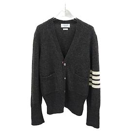 Thom Browne Cardigan aus Shetland-Wolle in Anthrazit