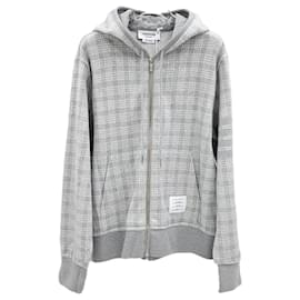 Thom Browne Felpa con cappuccio e zip in jacquard a quadri