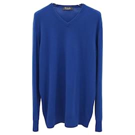 Loro Piana Cashmere-Strick mit V-Ausschnitt in Blau