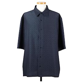 Louis Vuitton Mini Monogram Seidenmischung Hemd Navy XL