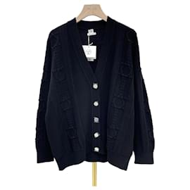 Wollstrickjacke mit Knöpfen für Damen schwarz - Hermès