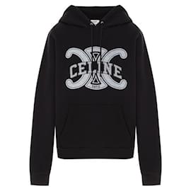 Loose Hoodie aus Baumwoll-Fleece für Herren Schwarz Weiß - Céline