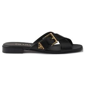 Prada Leather Crisscross Slide
