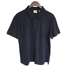 Kurzärmeliges Polohemd mit Navy-Logo-Stickerei - Burberry