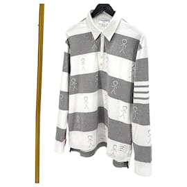Polo de manga larga con rayas diagonales - Thom Browne