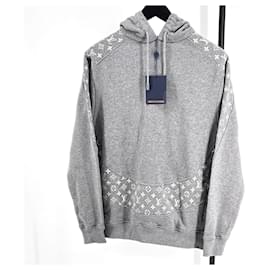 Kapuzenpullover mit Langarm und kreisförmigem Monogramm Grau - Louis Vuitton
