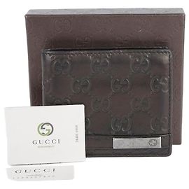Gucci Cartera bifold de cuero Sima marrón oscuro