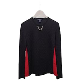 Strickpullover mit schwarzem Monogramm-Prägemuster und Goldkette - Louis Vuitton