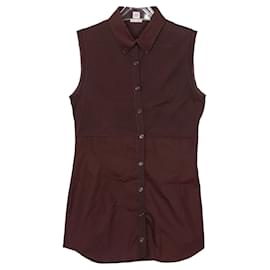 Abito senza maniche in maglia di cotone bordeaux Taglia - Hermès
